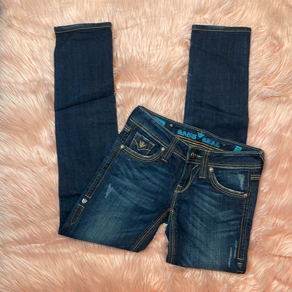 Sang Real Woman’s Low Rise Y2K Rhinestone‎ Jean Size 25